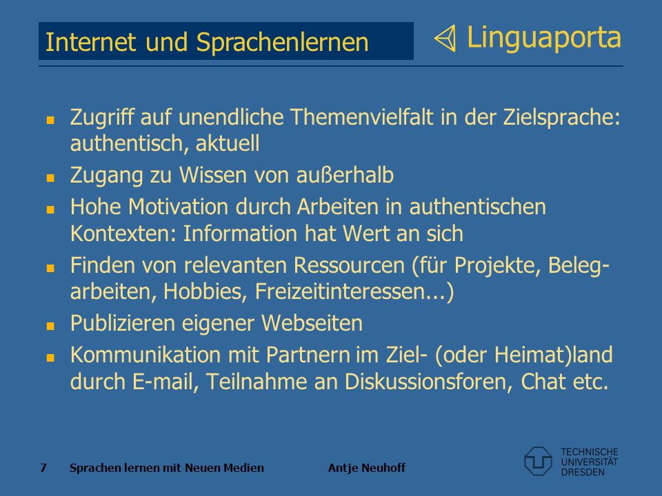 Linguaporta Internet und Sprachenlernen