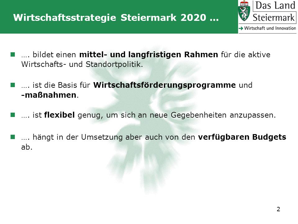 Wirtschaftsstrategie Steiermark 2020 …