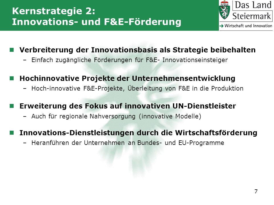 Kernstrategie 2: Innovations- und F&E-Förderung