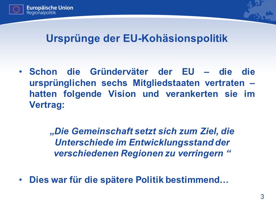 Ursprünge der EU-Kohäsionspolitik
