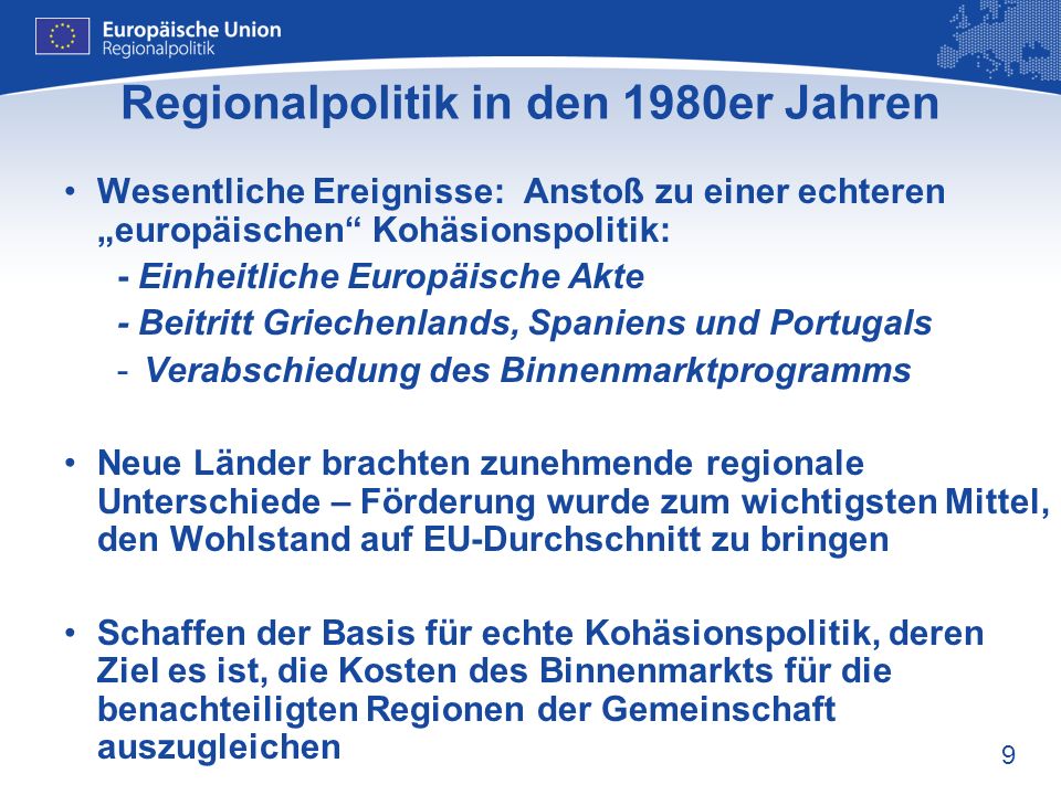 Regionalpolitik in den 1980er Jahren