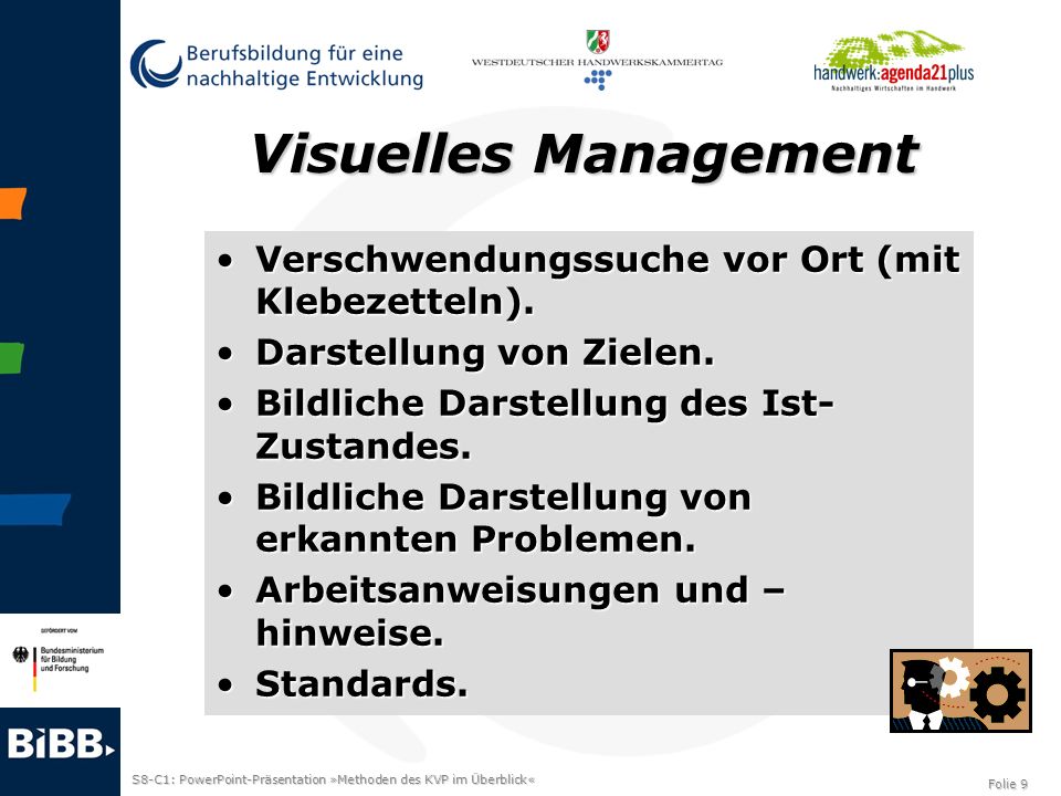 Visuelles Management Verschwendungssuche vor Ort (mit Klebezetteln).
