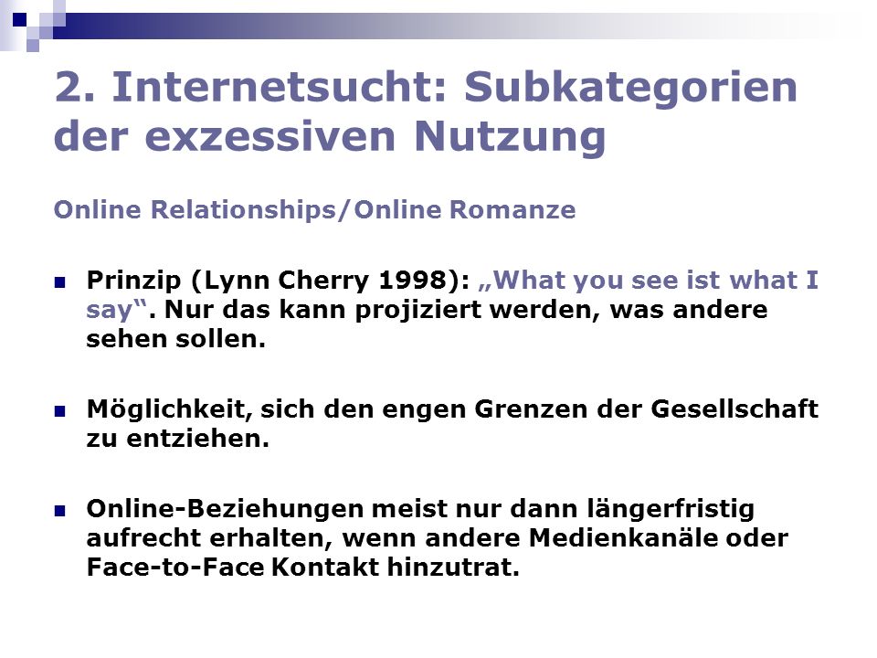 2. Internetsucht: Subkategorien der exzessiven Nutzung