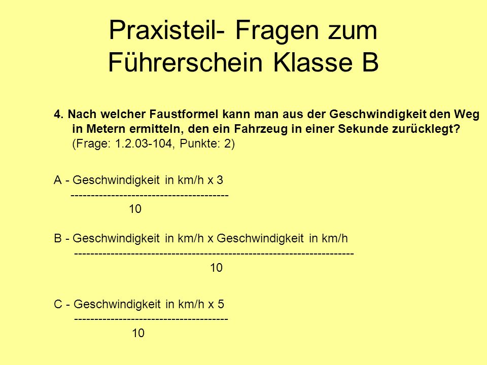 Faustformel Geschwindigkeit In Einer Sekunde