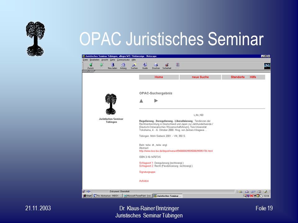 OPAC Juristisches Seminar