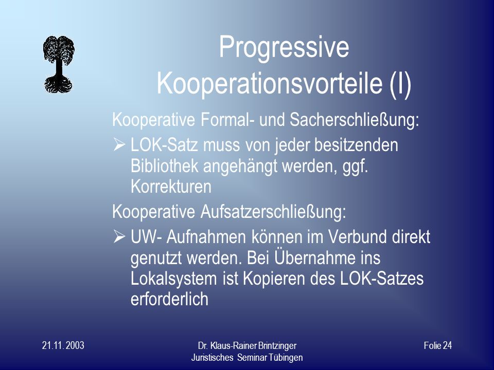 Progressive Kooperationsvorteile (I)