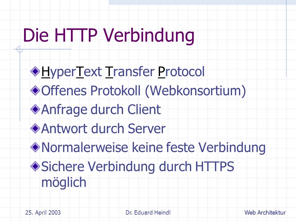 Die HTTP Verbindung HyperText Transfer Protocol