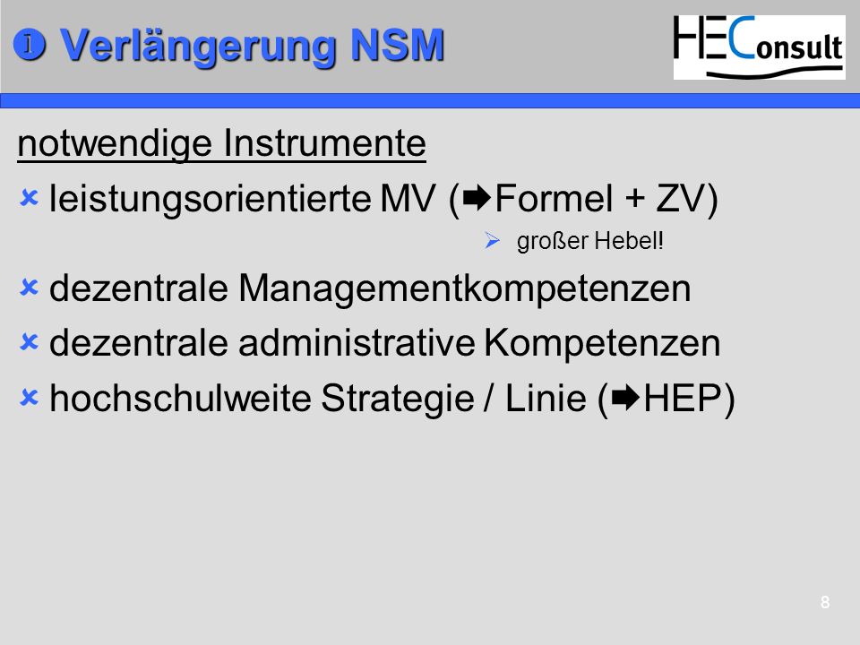  Verlängerung NSM notwendige Instrumente