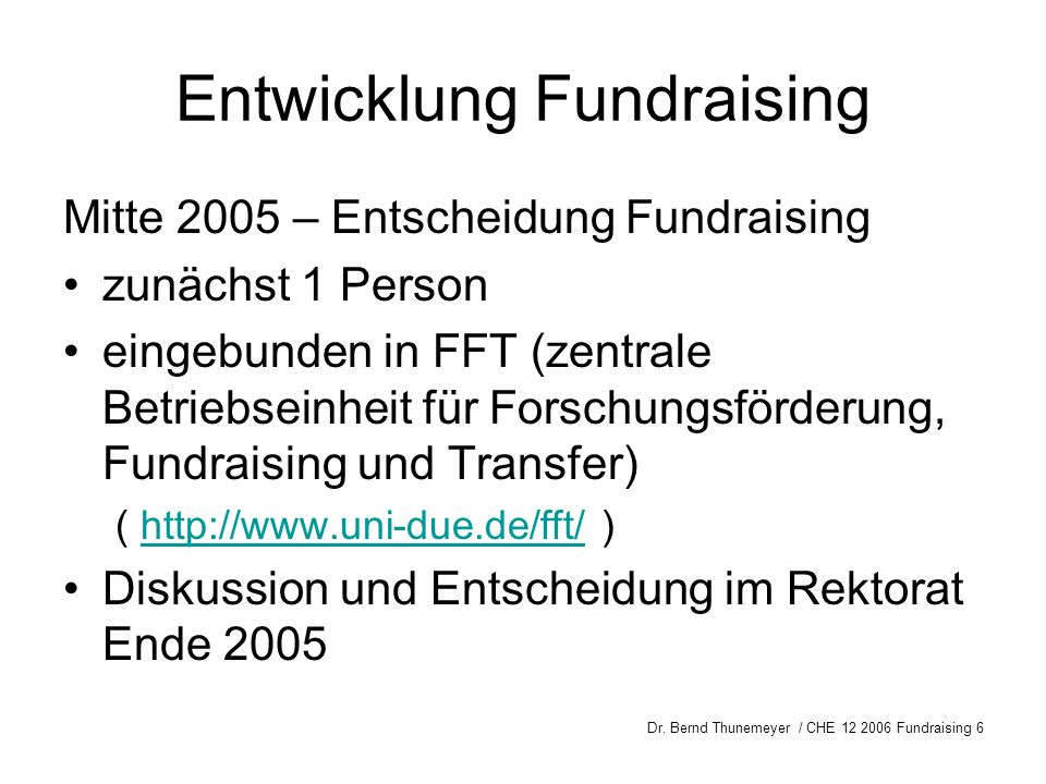 Entwicklung Fundraising