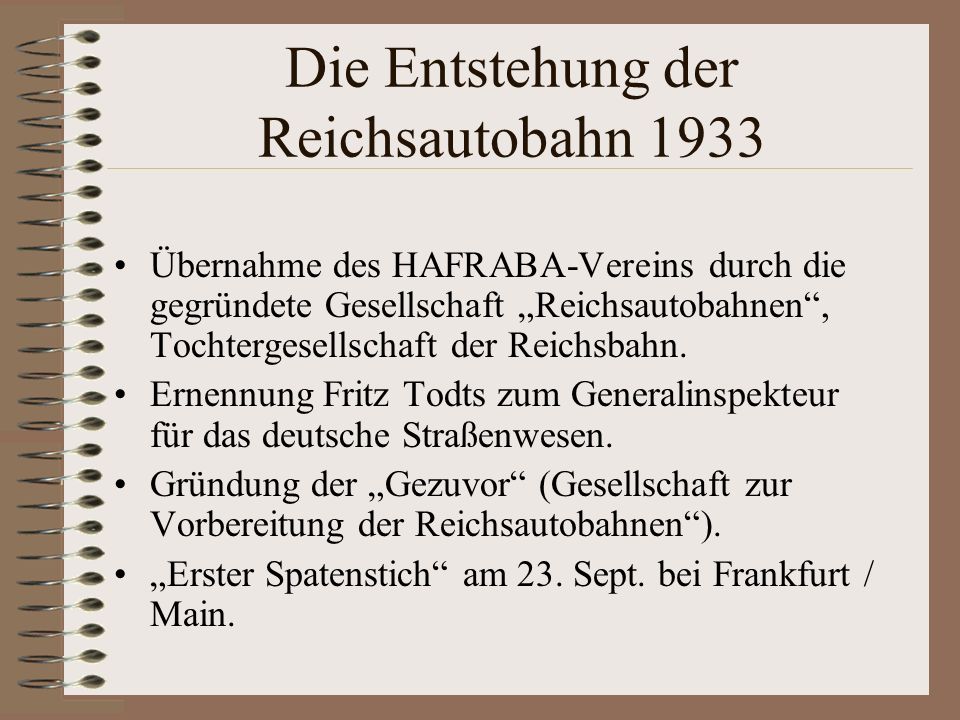 Die Entstehung der Reichsautobahn 1933