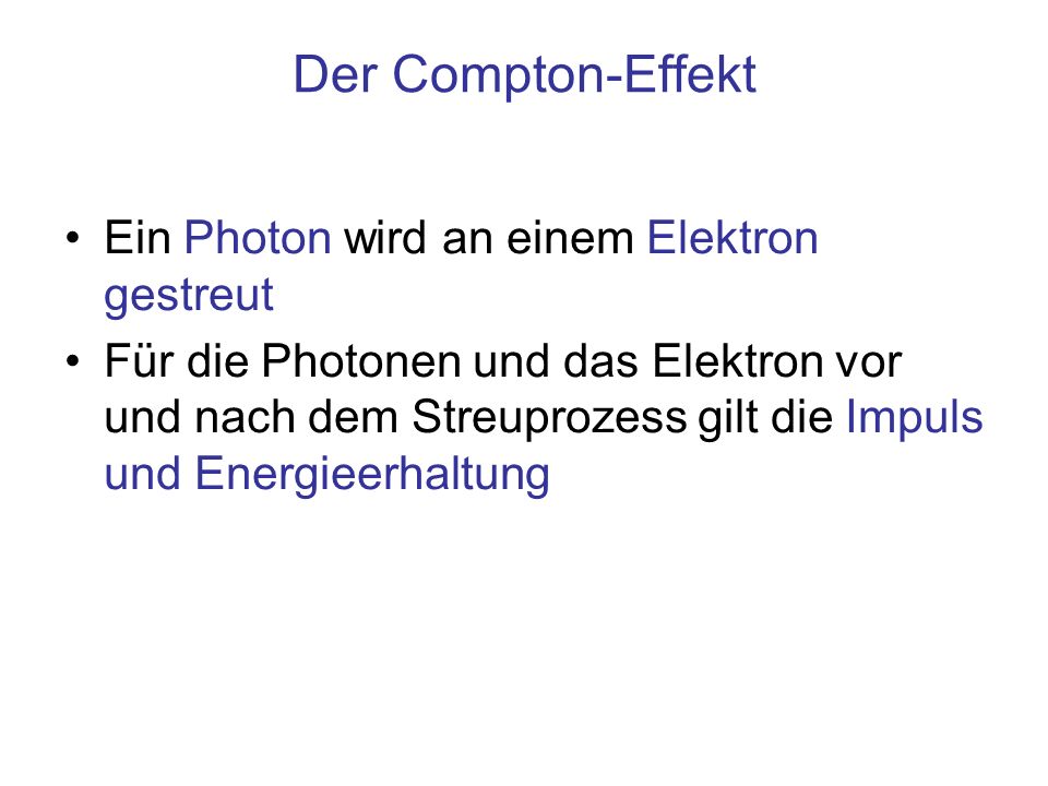 Der Compton-Effekt Ein Photon wird an einem Elektron gestreut