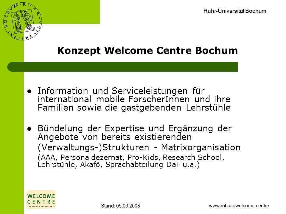 Konzept Welcome Centre Bochum