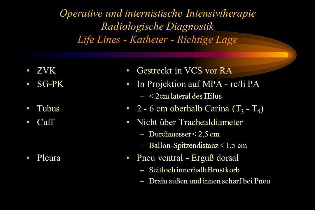 Operative und internistische Intensivtherapie Radiologische Diagnostik Life Lines - Katheter - Richtige Lage
