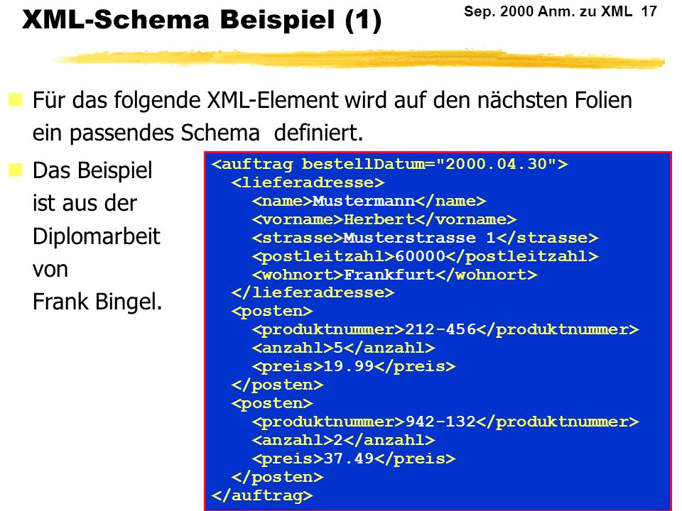 XML-Schema Beispiel (1)