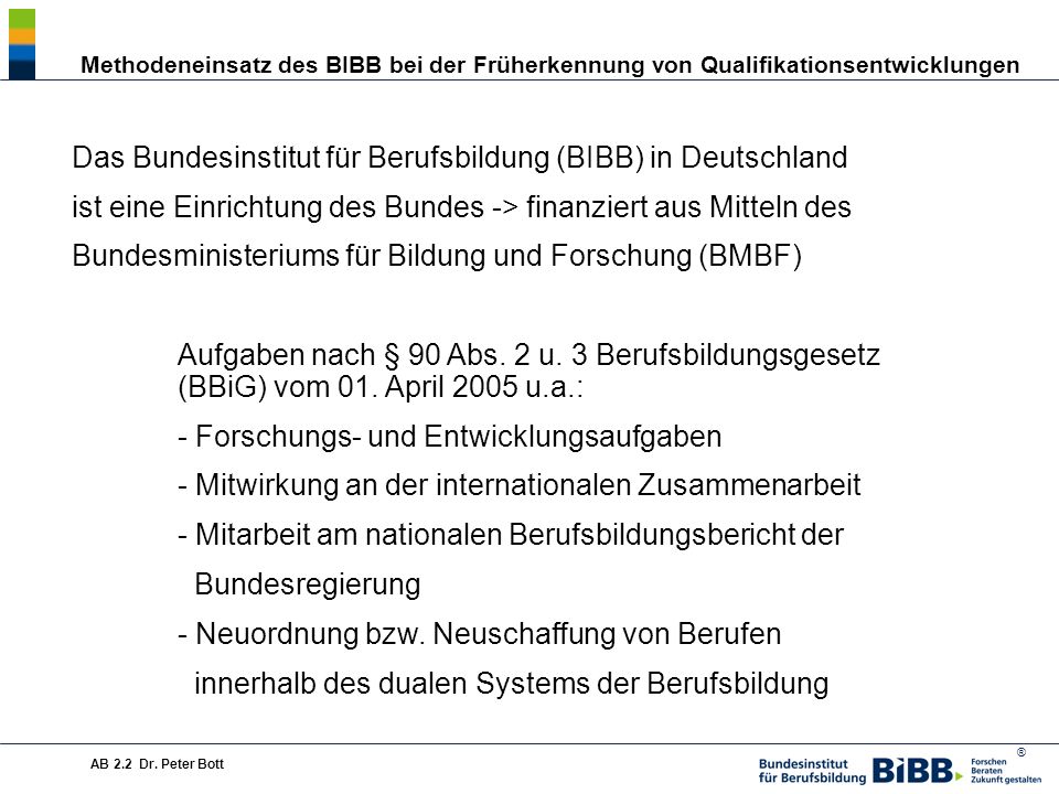 Das Bundesinstitut für Berufsbildung (BIBB) in Deutschland