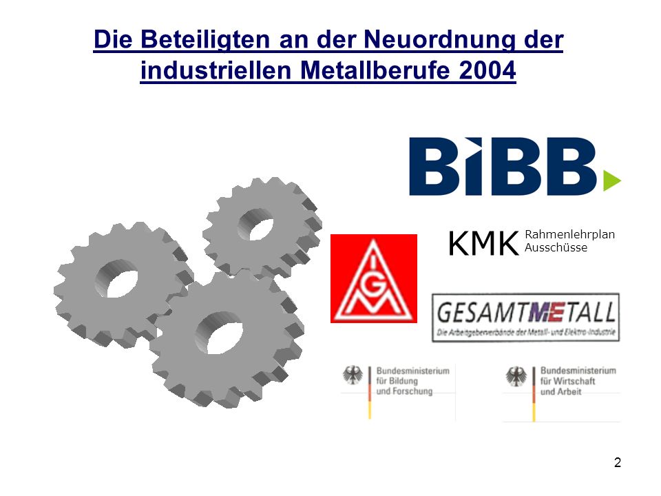 Die Beteiligten an der Neuordnung der industriellen Metallberufe 2004