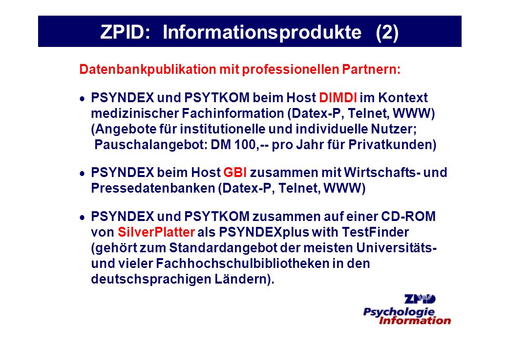 ZPID: Informationsprodukte (2)