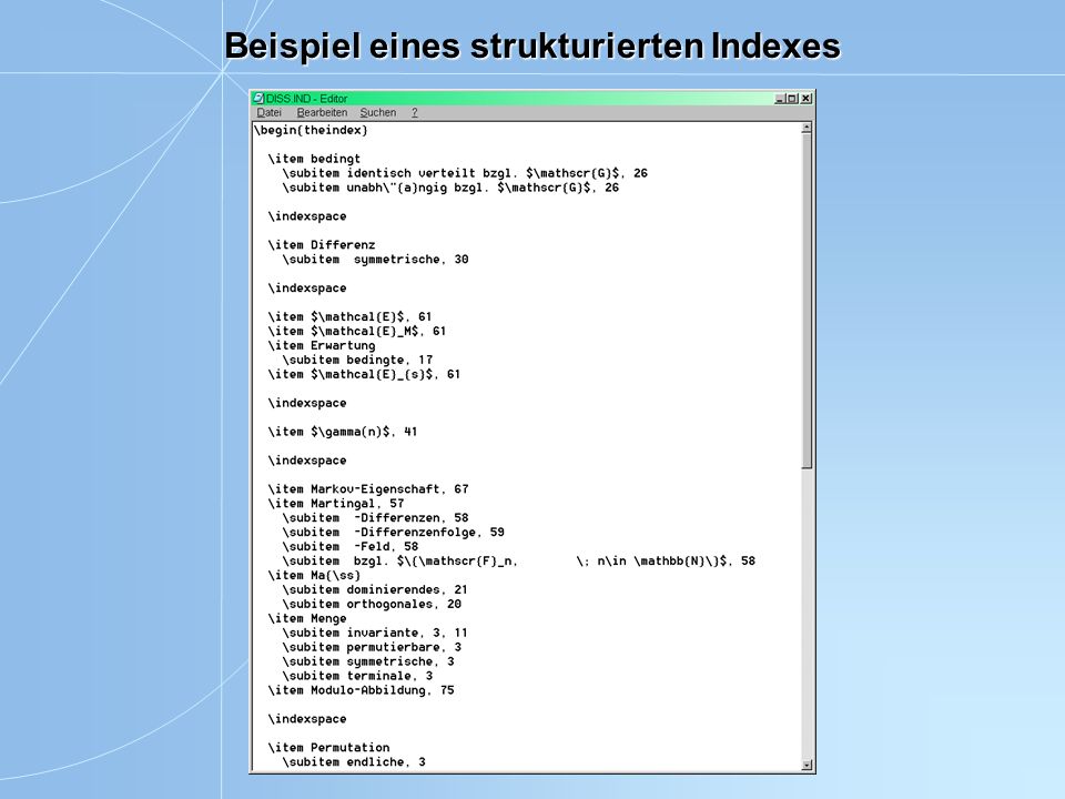 Beispiel eines strukturierten Indexes