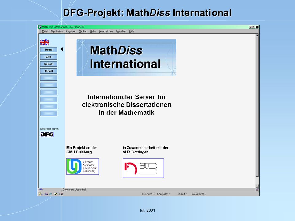 DFG-Projekt: MathDiss International