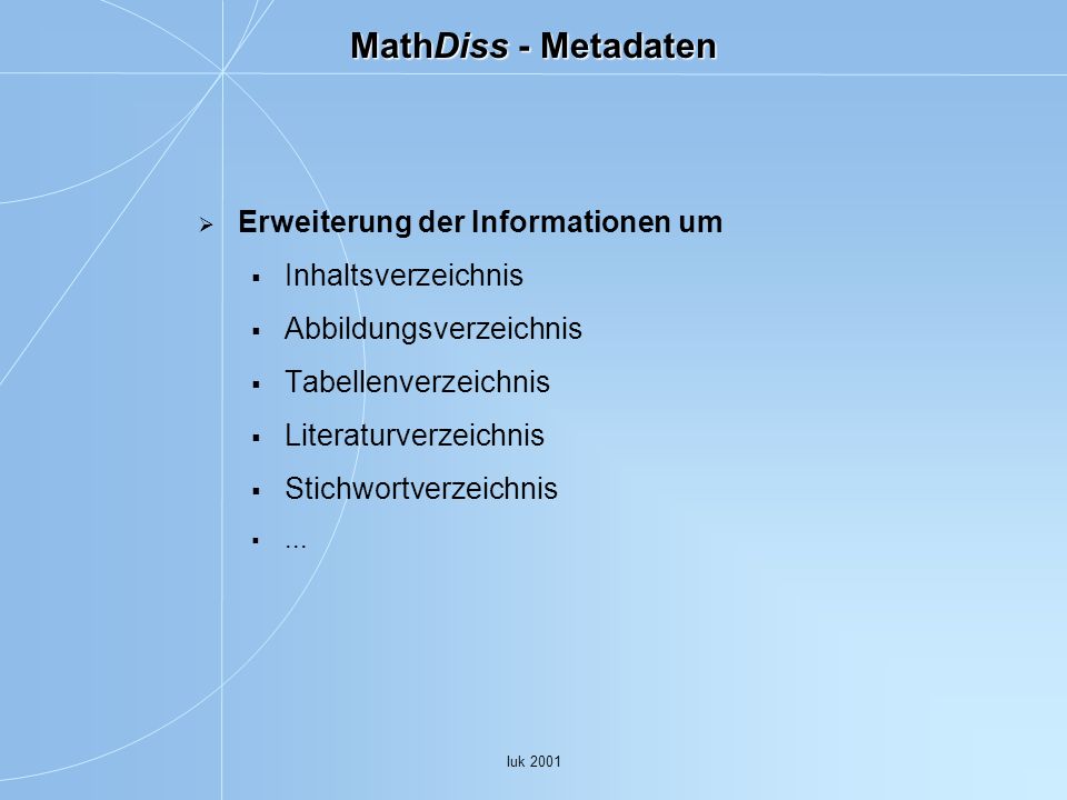 MathDiss - Metadaten Erweiterung der Informationen um