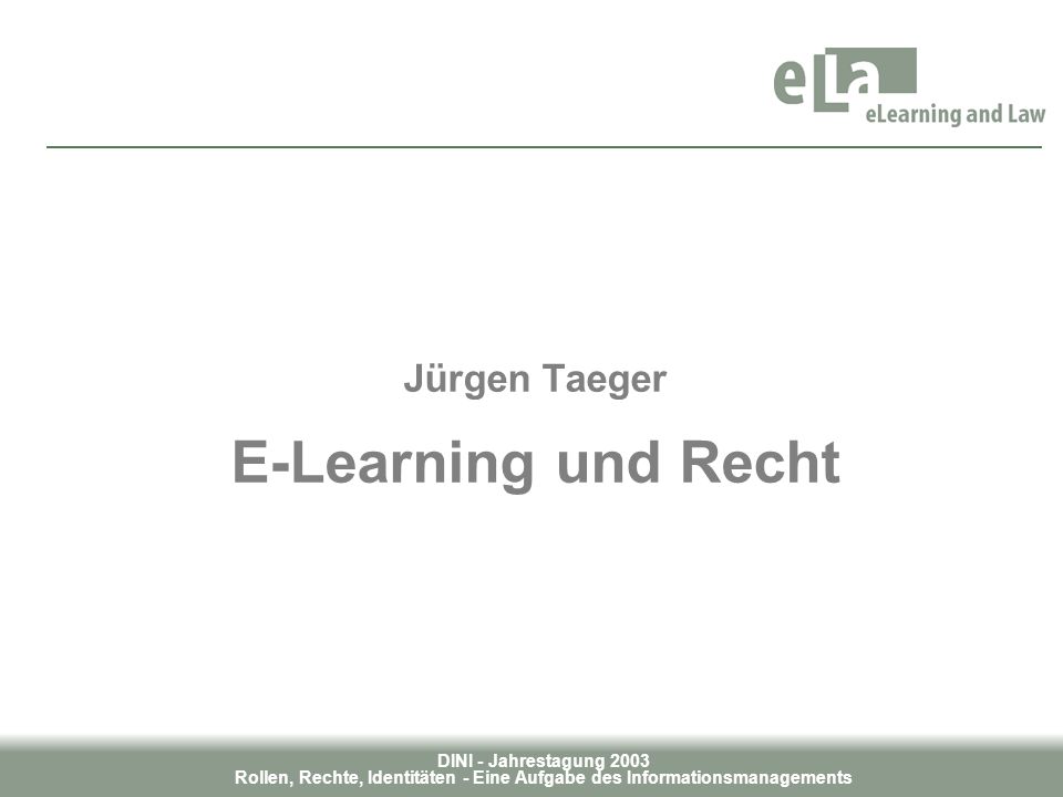 Jürgen Taeger E-Learning und Recht