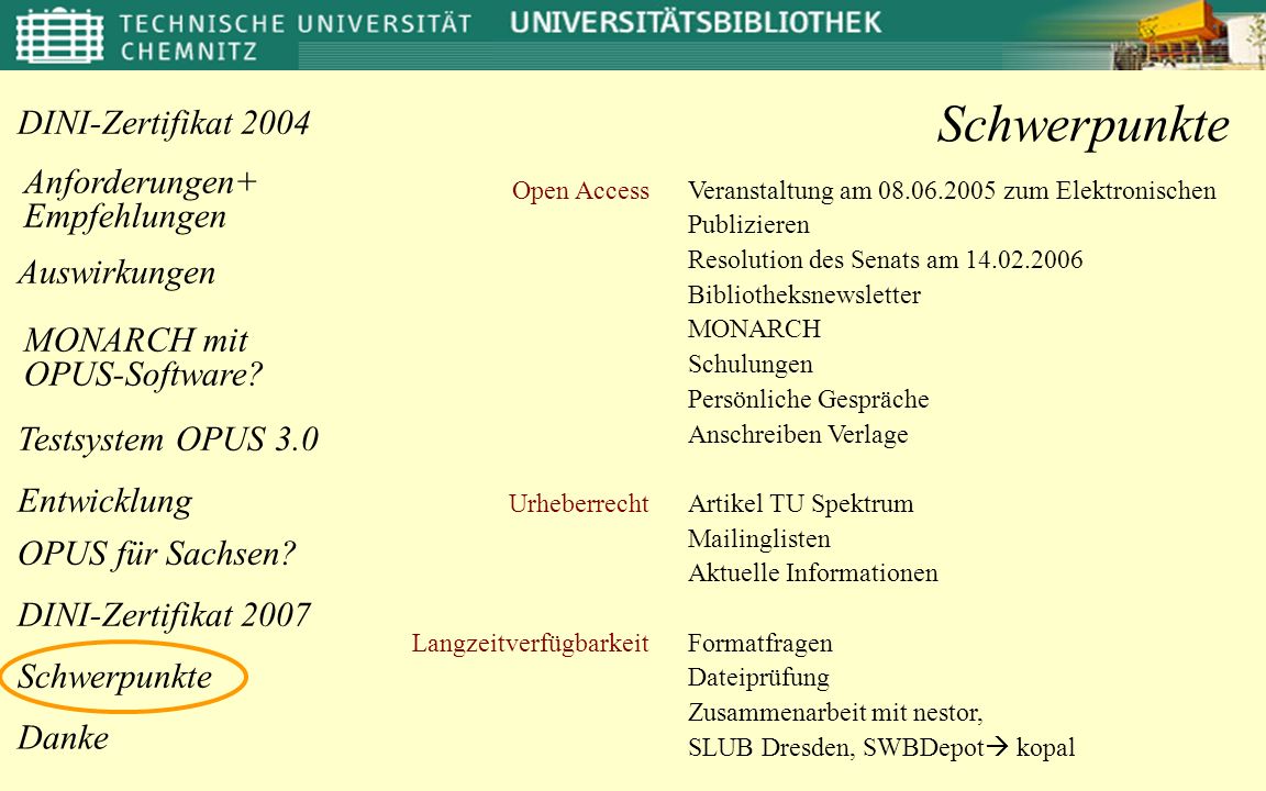 Schwerpunkte Open Access Urheberrecht Langzeitverfügbarkeit
