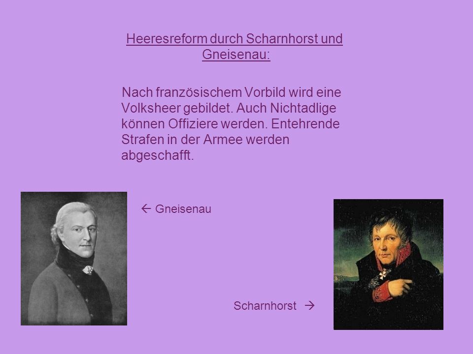 Heeresreform durch Scharnhorst und Gneisenau: