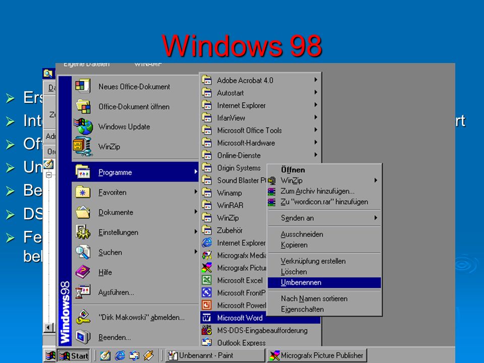 Windows 98 Erscheinungsdatum: 1998