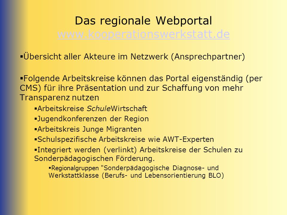 Das regionale Webportal
