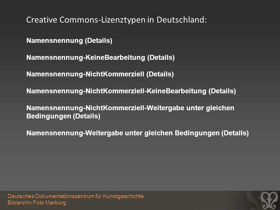 Creative Commons-Lizenztypen in Deutschland: