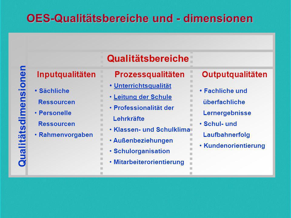 OES-Qualitätsbereiche und - dimensionen