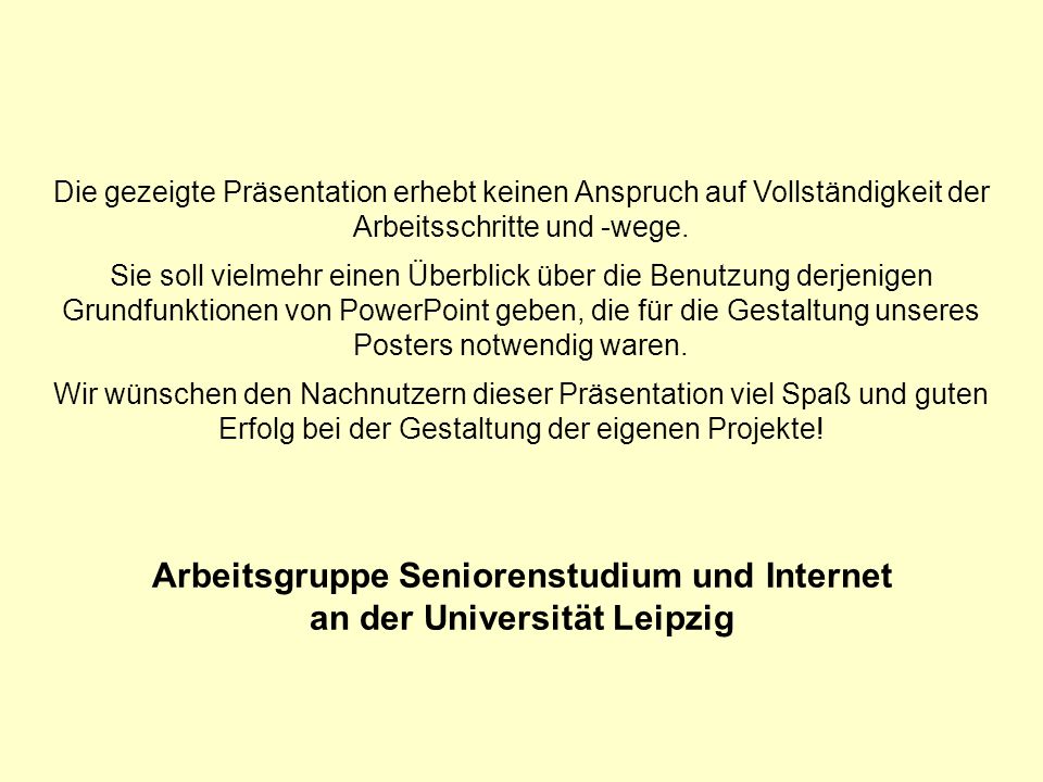 Arbeitsgruppe Seniorenstudium und Internet an der Universität Leipzig
