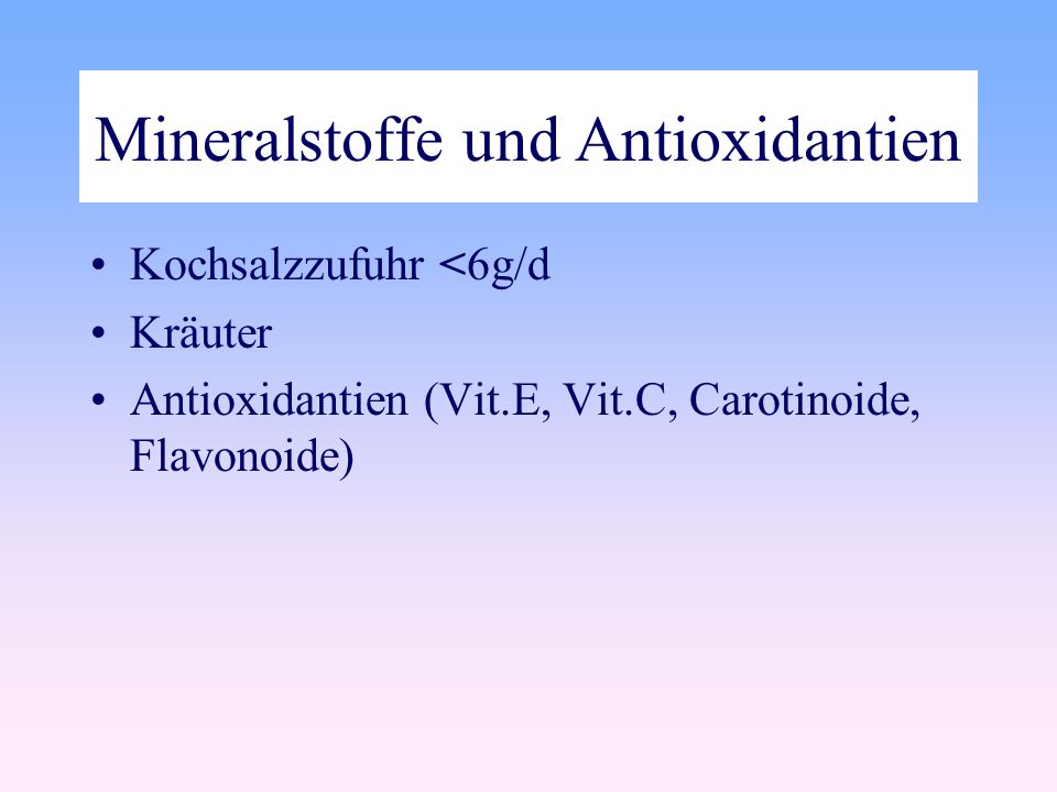 Mineralstoffe und Antioxidantien