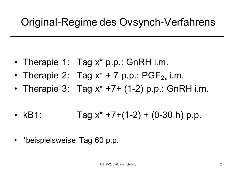Original-Regime des Ovsynch-Verfahrens