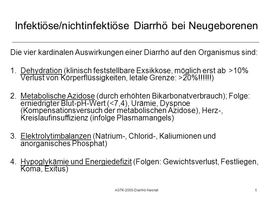 Infektiöse/nichtinfektiöse Diarrhö bei Neugeborenen