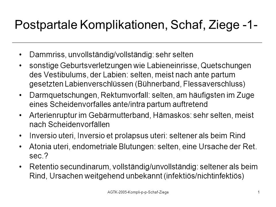 Postpartale Komplikationen, Schaf, Ziege -1-
