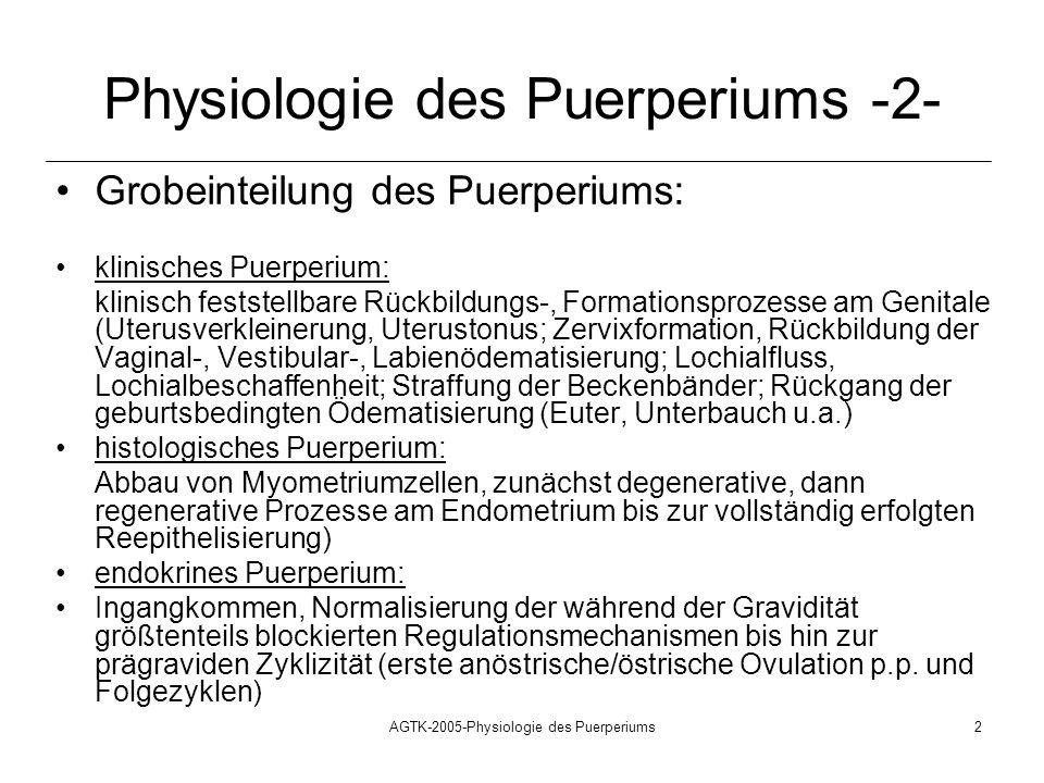 Physiologie des Puerperiums -2-
