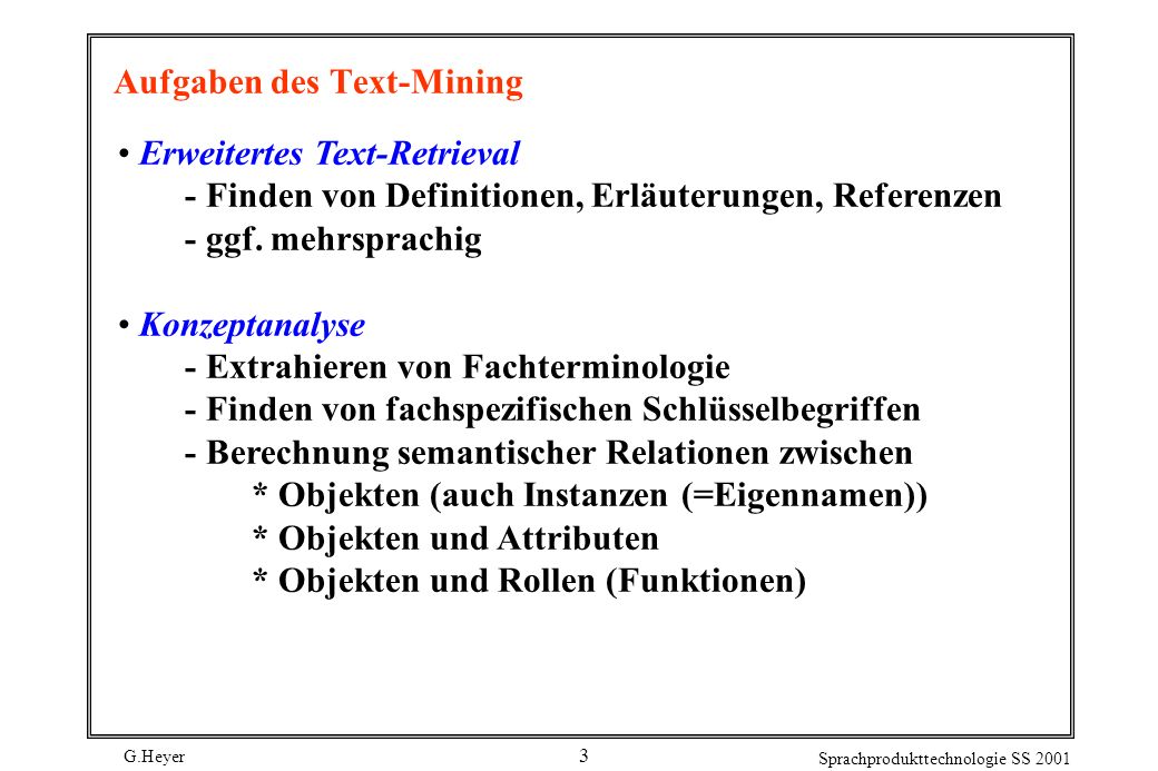 Aufgaben des Text-Mining