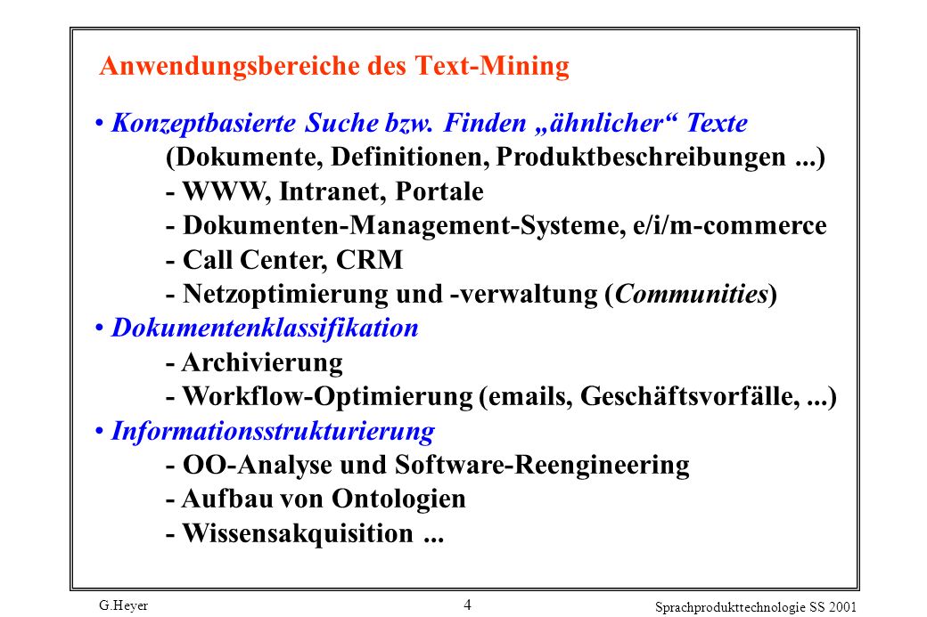 Anwendungsbereiche des Text-Mining