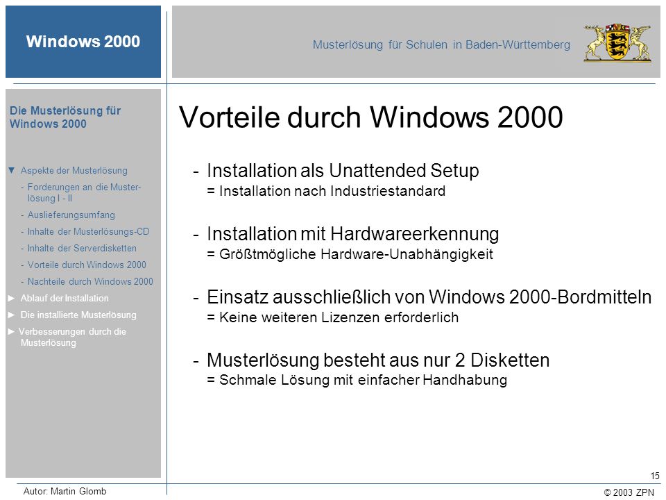 Vorteile durch Windows 2000