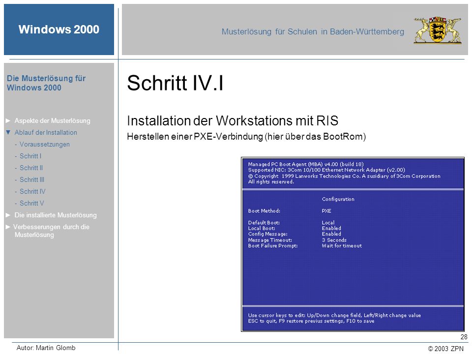 Schritt IV.I Installation der Workstations mit RIS