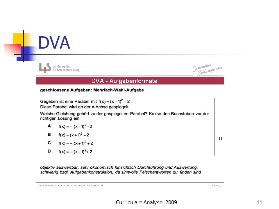 DVA Curriculare Analyse 2009