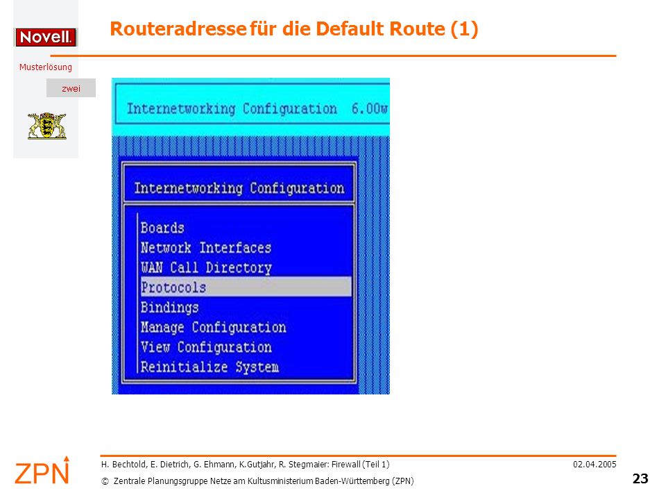 Routeradresse für die Default Route (1)