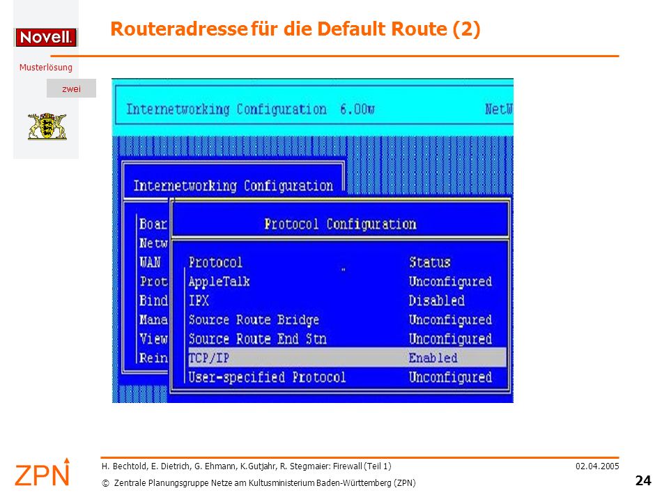 Routeradresse für die Default Route (2)