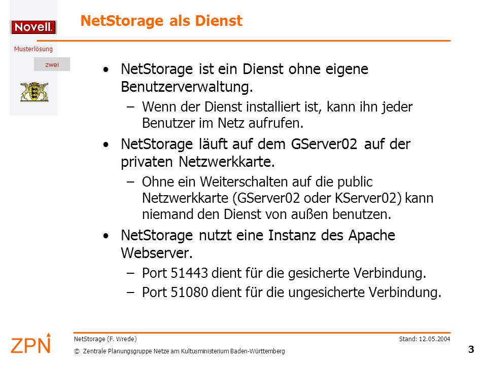 NetStorage ist ein Dienst ohne eigene Benutzerverwaltung.