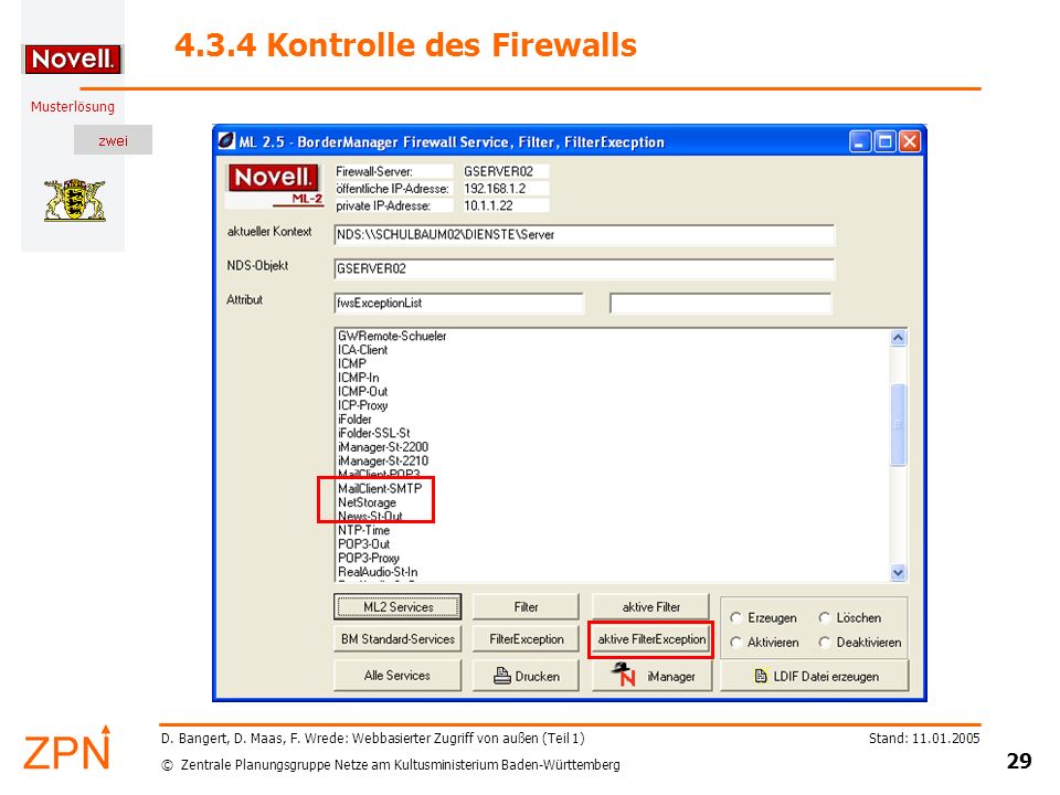 4.3.4 Kontrolle des Firewalls