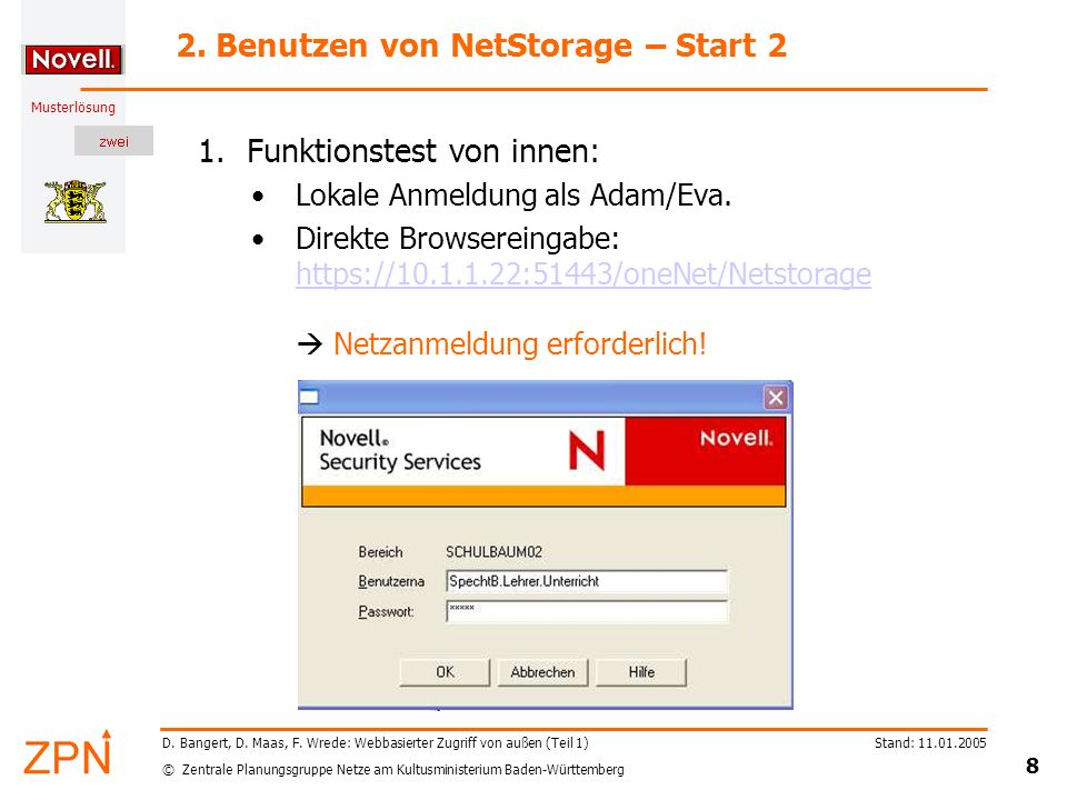 2. Benutzen von NetStorage – Start 2