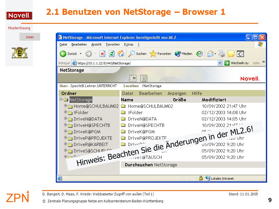 2.1 Benutzen von NetStorage – Browser 1