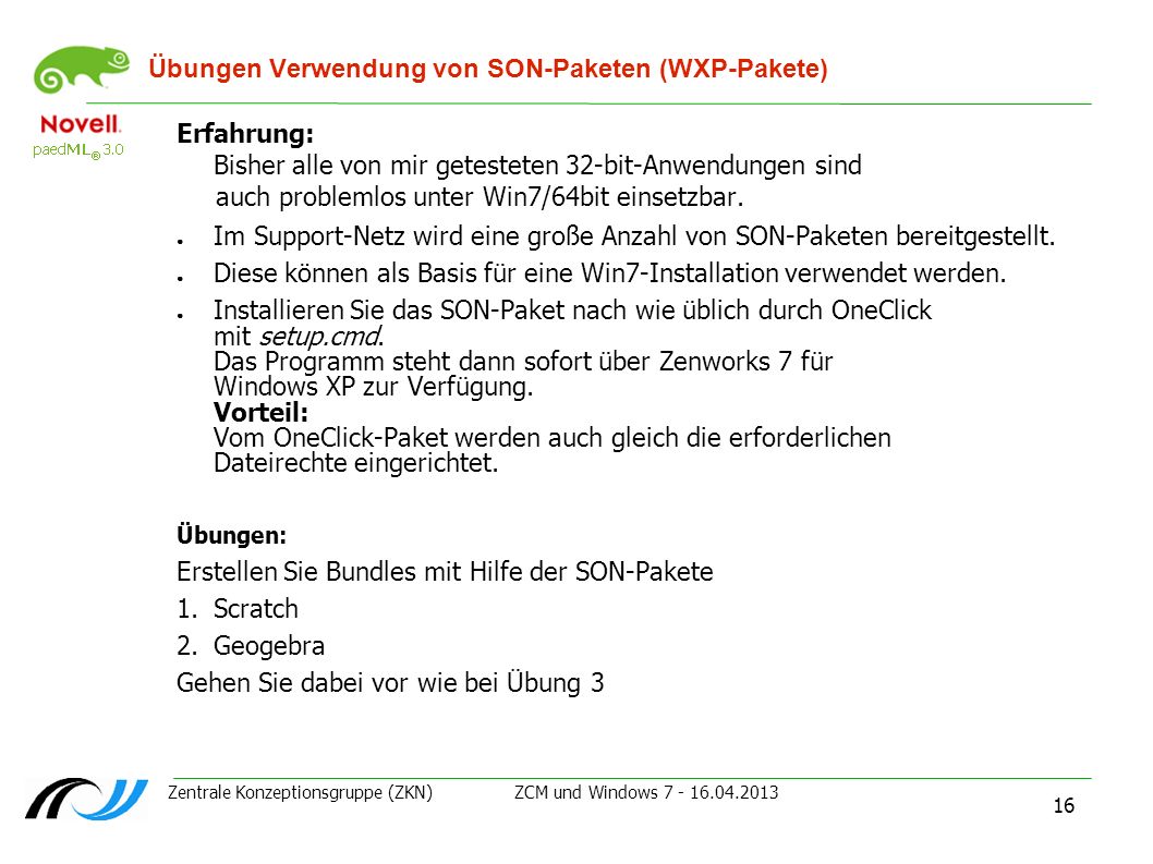 Übungen Verwendung von SON-Paketen (WXP-Pakete)