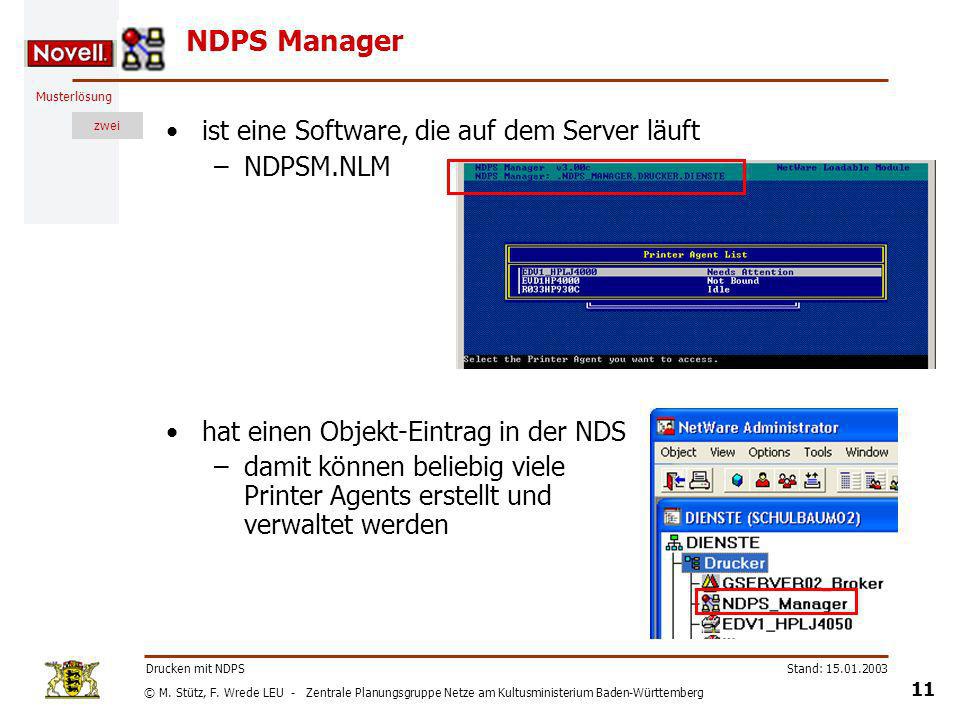 NDPS Manager ist eine Software, die auf dem Server läuft NDPSM.NLM